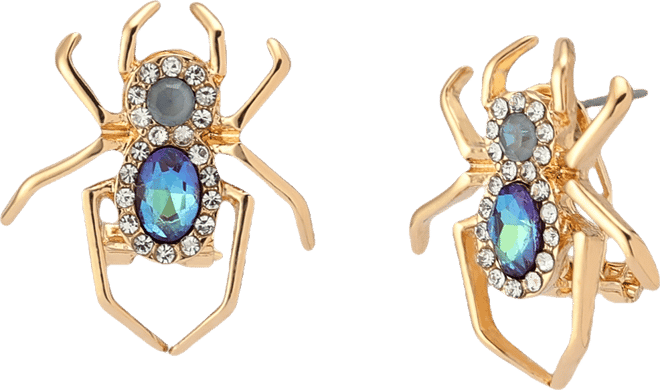 Faux Stone Spider Stud Earrings