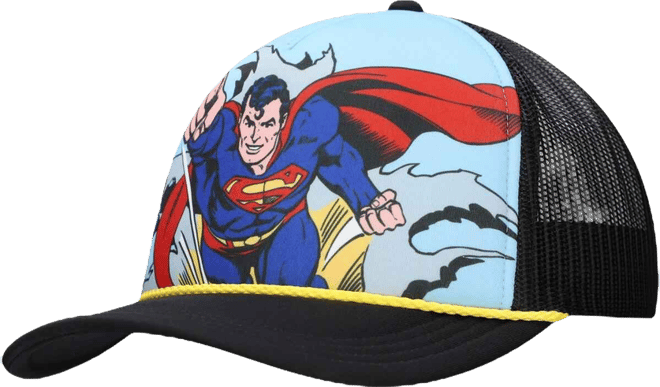 Men's and Women's Blue/Black Superman Graphic Foam Trucker Adjustable Hat