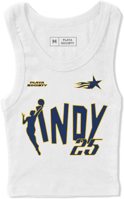 Men's and Women's White 2025 Wnba All-Star Game Indy Cropped Ribbed Tank Top