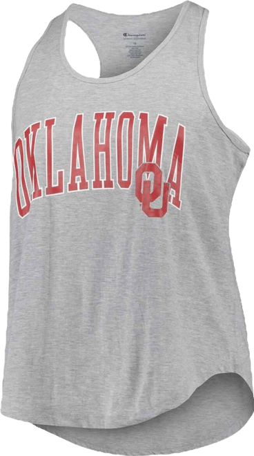 Women's Heather Gray Oklahoma Sooners Arch Logo Racerback Scoop Neck Tank Top