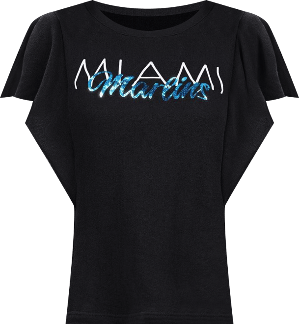 Women's Black Miami Marlins Crowd Wave T-Shirt