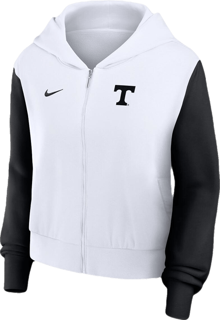 Women's White Tennessee Volunteers Cropped Beyond Capability Color-Block Script Full-Zip Hoodie