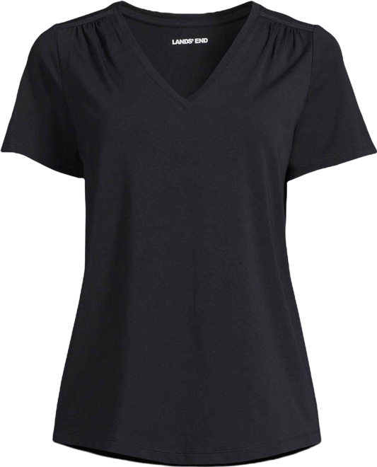 Women's Petite Short Sleeve Lightweight Jersey Gathered Shoulder T-Shirt