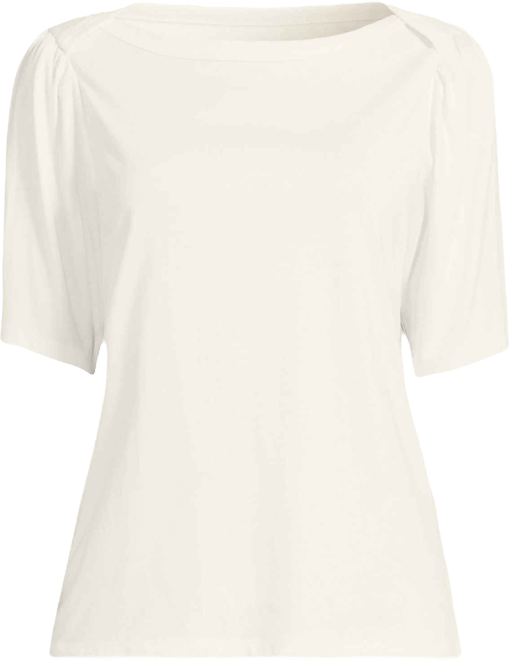 Women's Elbow Sleeve Supima Cotton Boatneck T-Shirt