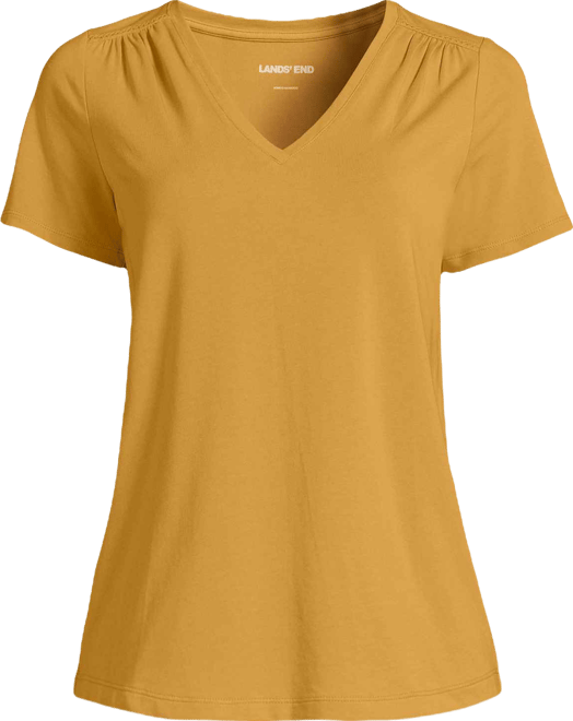 Women's Short Sleeve Lightweight Jersey Gathered Shoulder T-Shirt