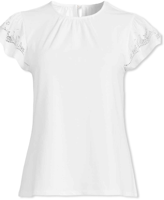 Women's Lightweight Jersey Crew Neck Ruffle Sleeve Flowy Top