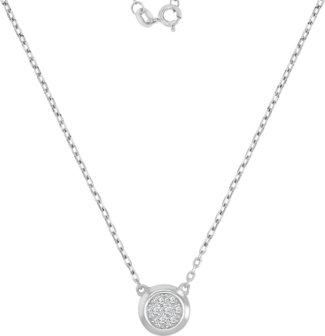 Cubic Zirconia Pave Circle Disc Pendant Necklace in 14k Gold-Plated Sterling Silver, 18"