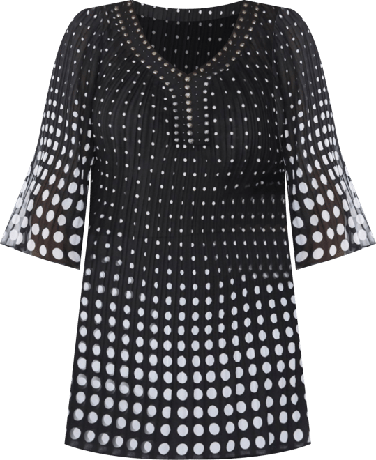 Plus Size Embellished Pleated Blouse