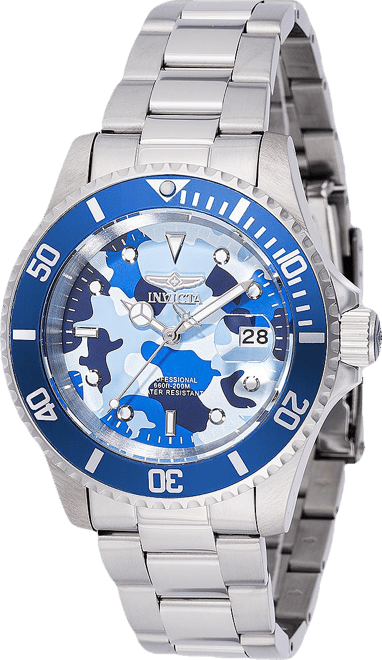 Men's 48570 Pro Diver Quartz 3 Hand Camouflage, Blue