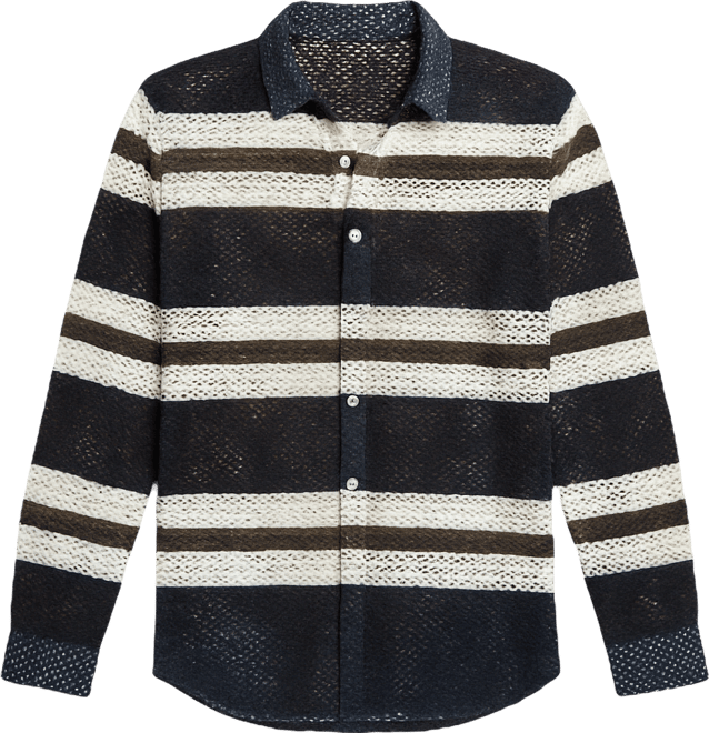 Men's Navy Blue Contrast Panel Knit Shirt