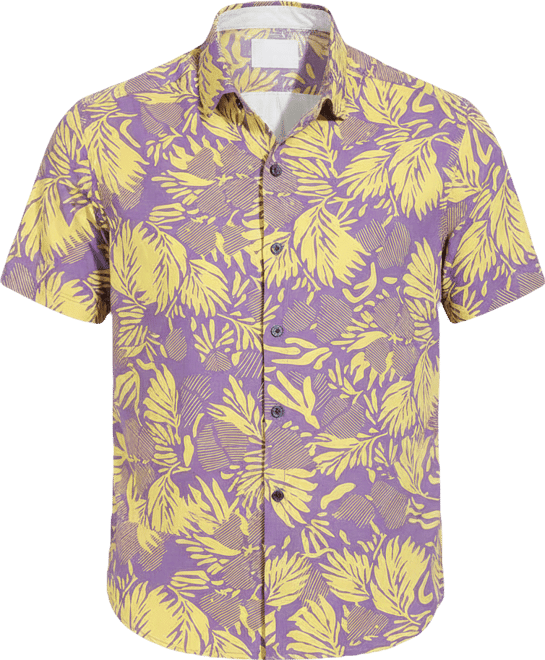 Men's Lavender & Yellow Contrast Foliage Shirt
