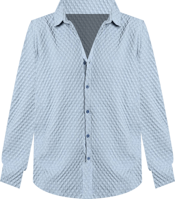Men's Cornflower Blue Cubic-Textured Oversized Shirt