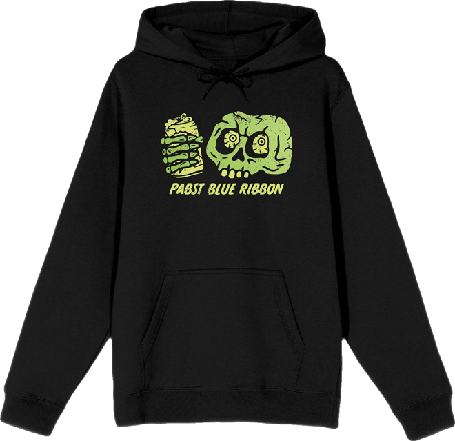 Skeleton Skull With a Beer Adult Black Hoodie-3XL