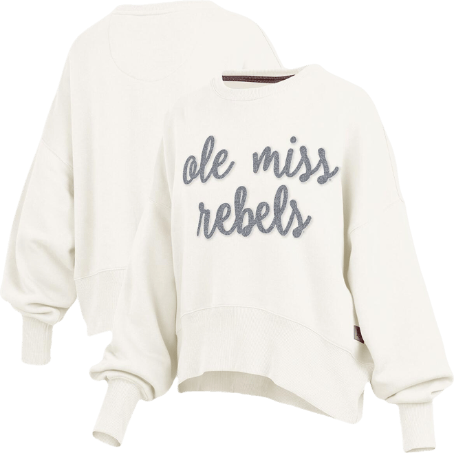 Women's Cream Ole Miss Rebels Chelsea Oversized Pullover Sweatshirt