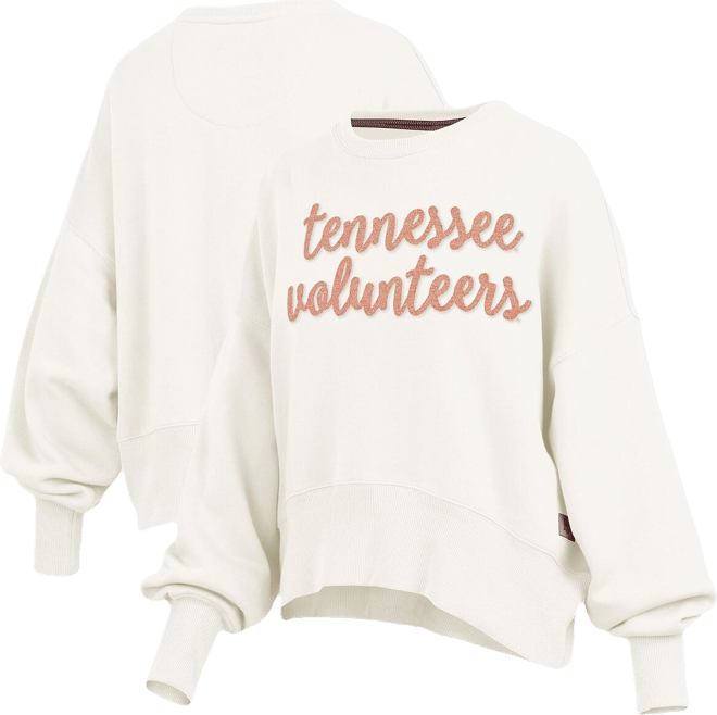 Women's Cream Tennessee Volunteers Chelsea Oversized Pullover Sweatshirt