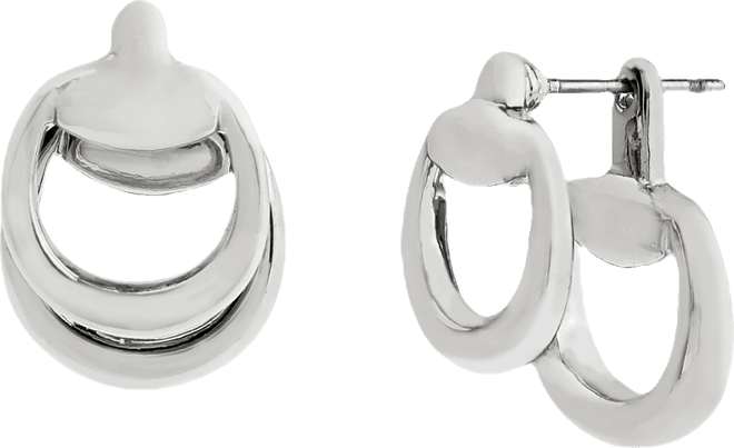 Rhodium Collegiate C Link Earrings