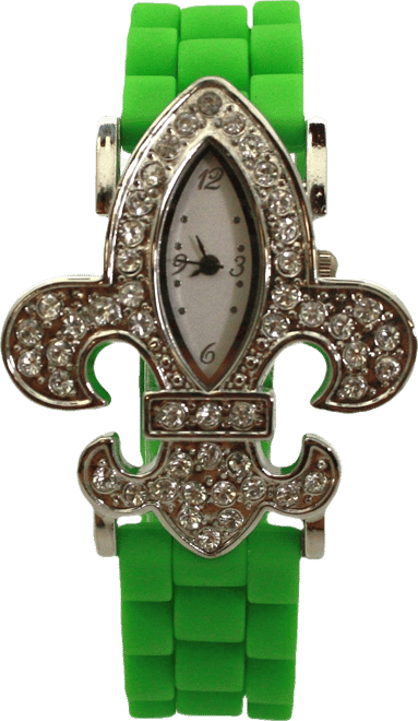 Lime Green Rhinestones Silicone Women Watch
