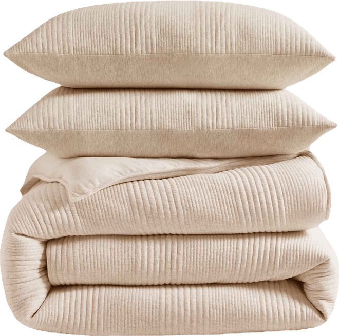 Pure Ribbed Jersey 3-Pc. Comforter Set, Full/Queen