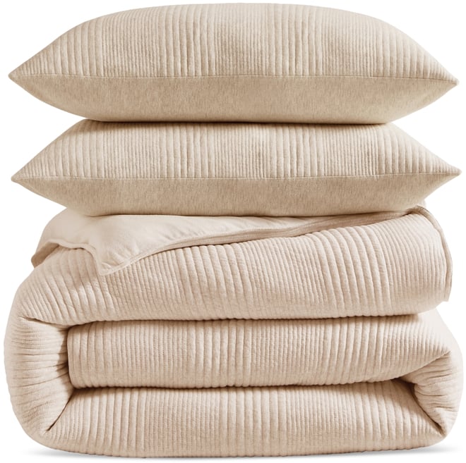 Pure Ribbed Jersey 3-Pc. Duvet Cover Set, King