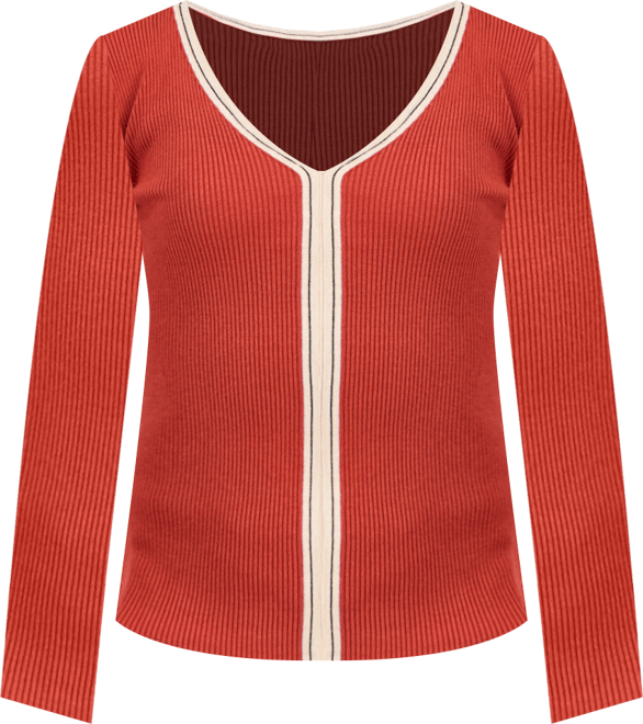 Women's Contrast-Trim Knit Top