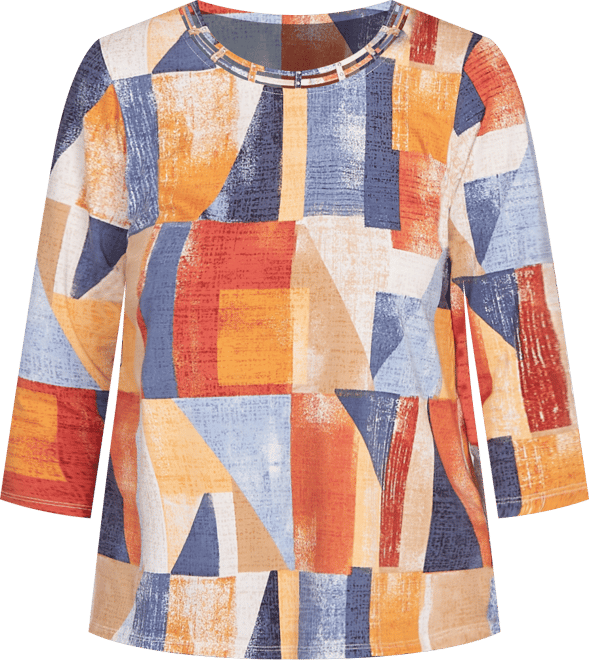 Women's Colorblock Detailed Crew Neck Top