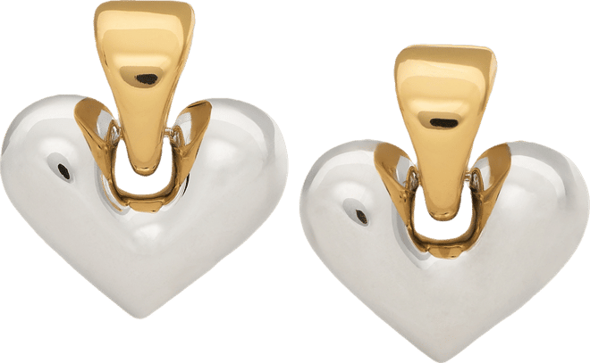 Two-Tone Sculpted Spade Drop Earrings