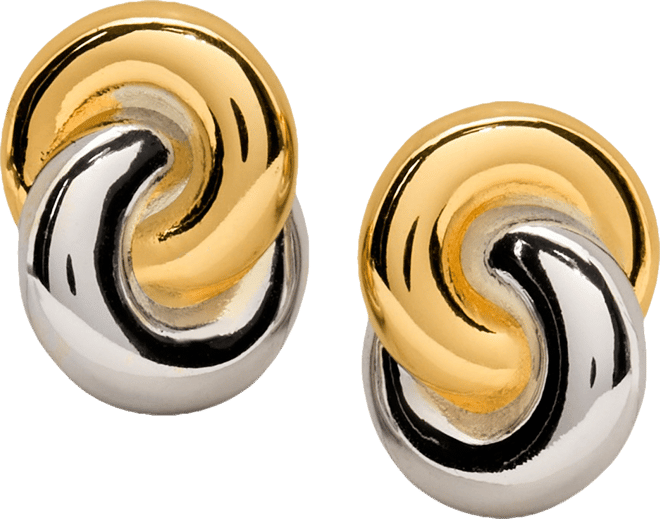 Two-Tone Interlock Stud Earrings