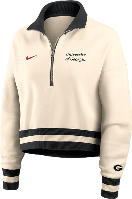 Women's Cream/Black Georgia Bulldogs Legacy Half-Zip Sweatshirt