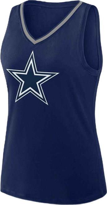 Women's Navy Dallas Cowboys Plus Size Stellar Win V-Neck Tank Top