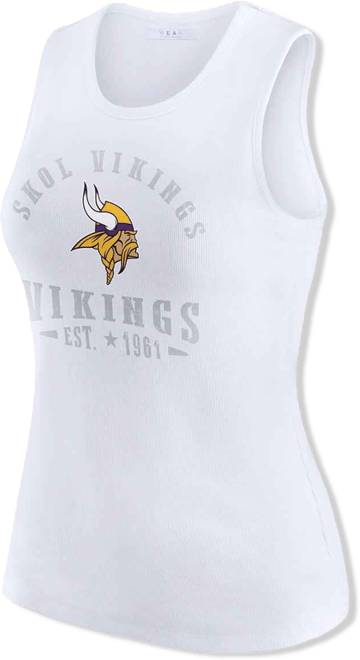 Women's White Minnesota Vikings Ribbed Graphic Tank Top