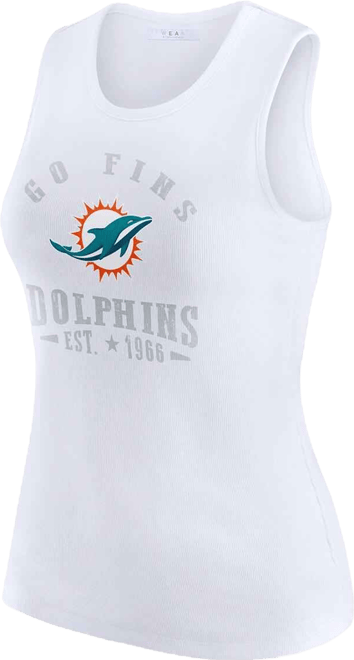 Women's White Miami Dolphins Ribbed Graphic Tank Top