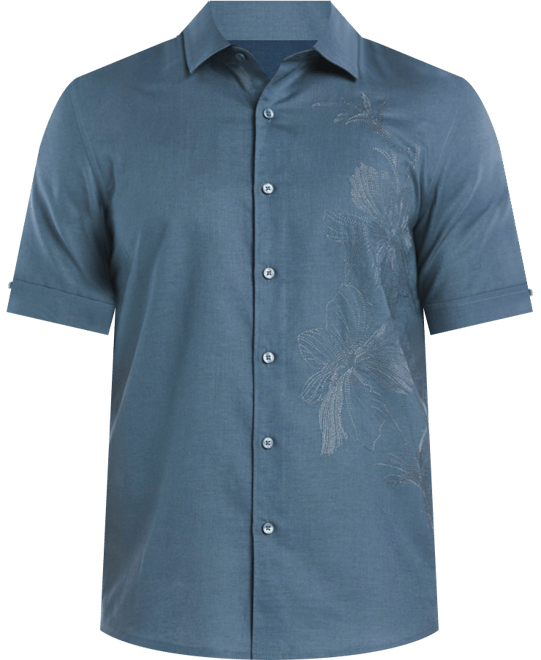 Men's Linen-Blend Floral Shirt