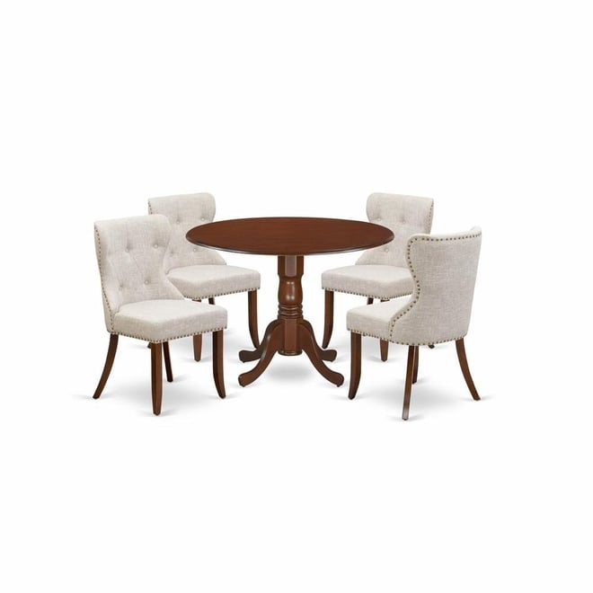 dining room table set of 4 amazing kitchen chairs using Linen Fabric Doeskin color and an attractive two 9"" drop leaf r