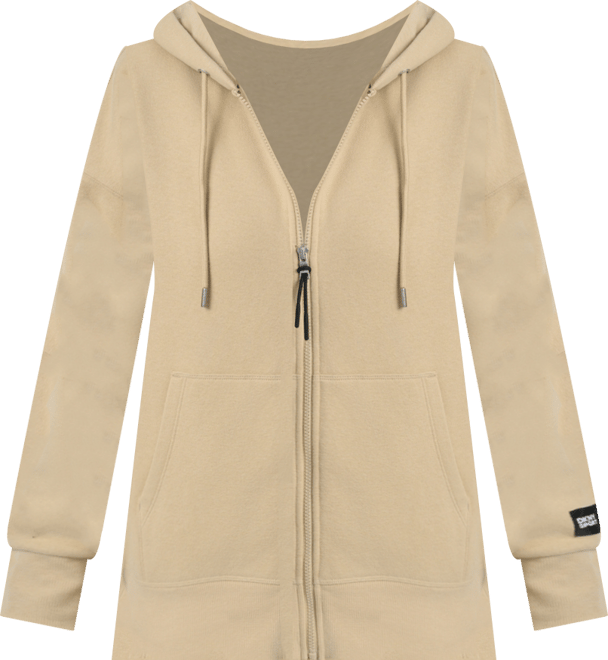 Women's Woven Patch Oversized Full Zip Jacket Hoodie