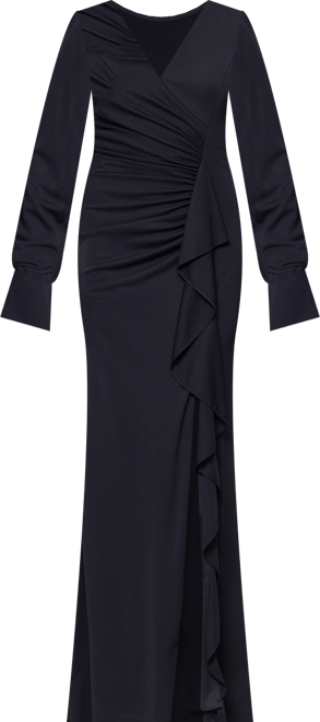 Women's Long Sleeve Side Slit Jersey Dress