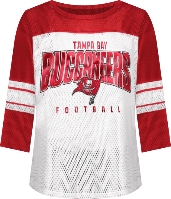 Women's Red Tampa Bay Buccaneers First Team 3/4-Sleeve Mesh T-Shirt