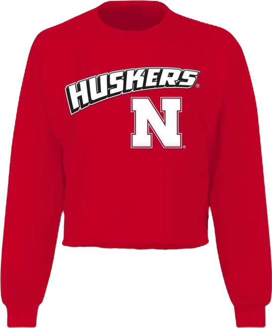 Women's Scarlet Nebraska Huskers Slouchy Cropped Long Sleeve T-Shirt