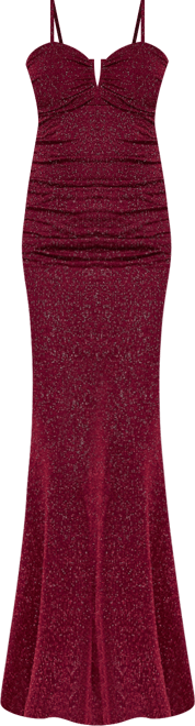 Juniors' Glitter-Knit Notched-Neck Gown