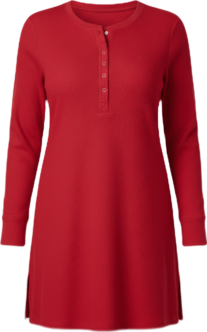 Women's Plus Size Thermal Henley Sleepshirt