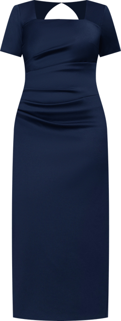 Plus Size Long Tech Scuba Open Back Dress