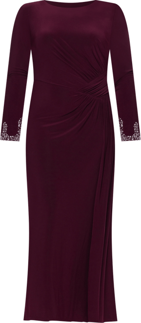 Plus Size Long Sleeve Beaded Dress