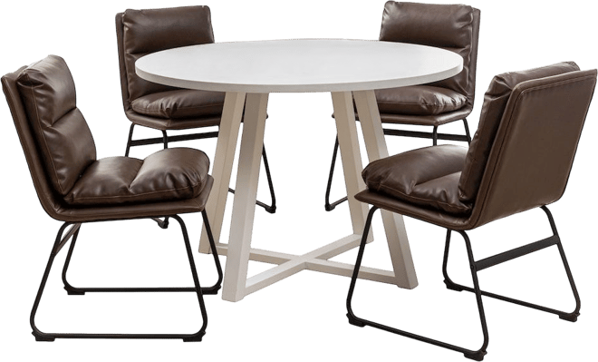 Innes 5-Pc Round Dining Set, Trestle Table with 4 Chairs