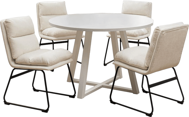 Innes 5-Pc Round Dining Set, Trestle Table with 4 Chairs