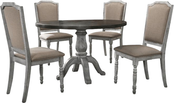 Iris Weathered White Wood 5-Pc Dining Set