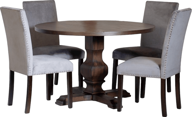 Fordsville 5-Pc Dining Set, Pedestal Round Table with 4 Stylish Chairs, Gray