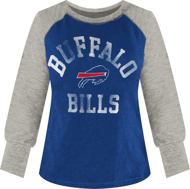 Women's  Royal, Heather Gray Buffalo Bills Waffle Knit Raglan Long Sleeve T-shirt
