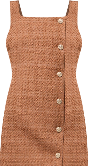 Women's Structured Tweed Square Neck Mini Dress