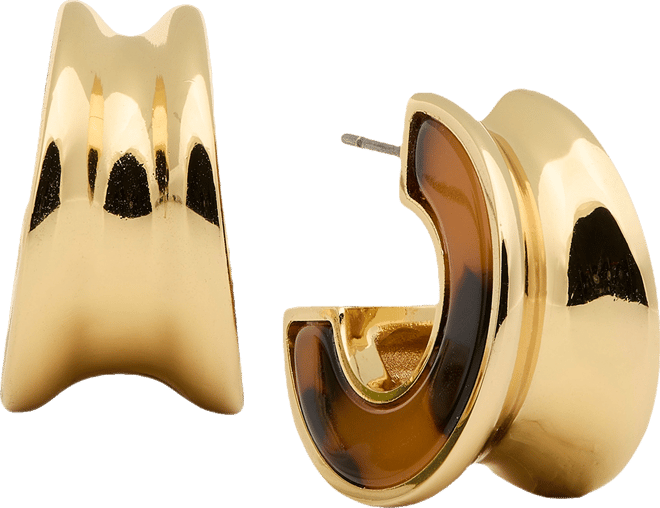 Gold-Tone Bold Tortoise Small Hoop Earrings, 0.82"