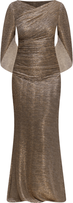 Women's&nbsp;Long Metallic Crinkle Drape Back Boat Neck Dress