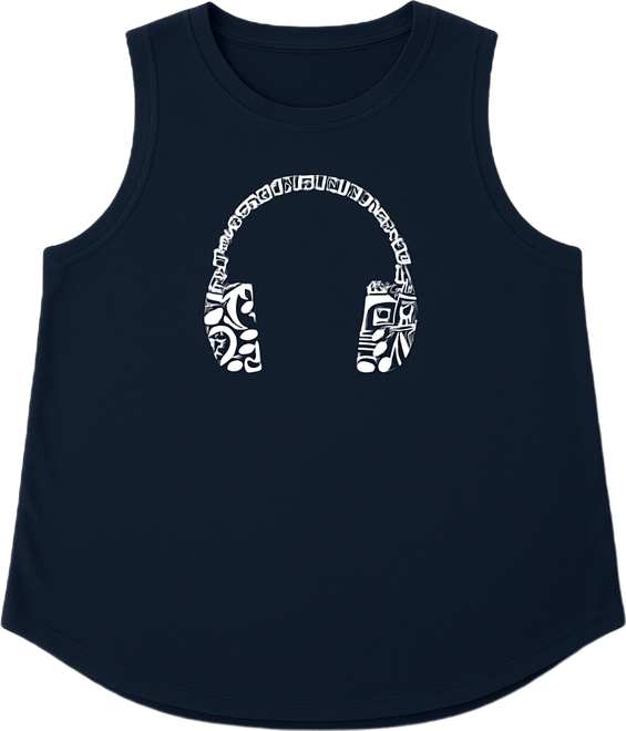 Plus Size Music Note Headphones Word Art Tank Top